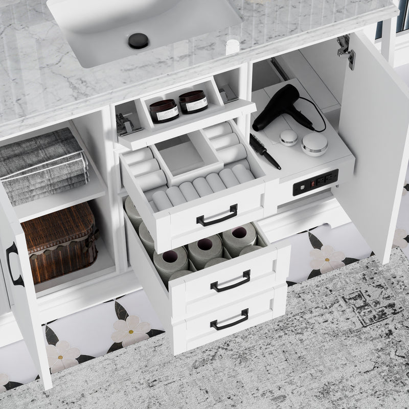 Rhoda 48" Vanity Set with Luxurious Carrara Marble Top