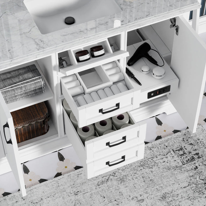 Rhoda 48" Vanity Set with Luxurious Carrara Marble Top