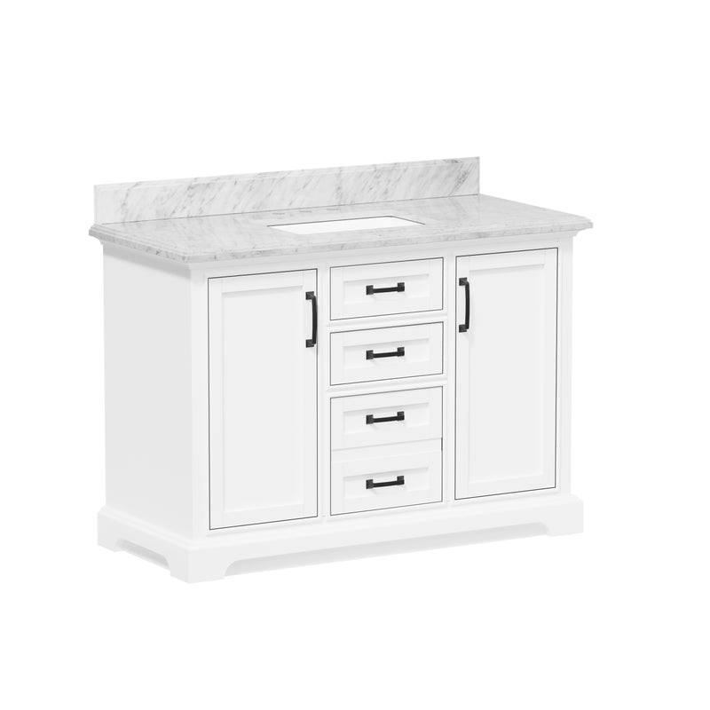 Rhoda 48" Vanity Set with Luxurious Carrara Marble Top