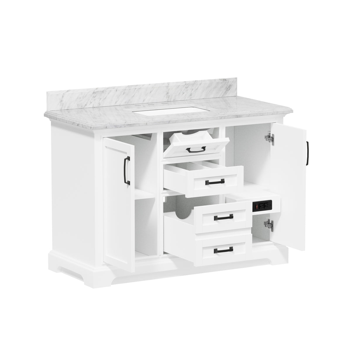 Rhoda 48" Vanity Set with Luxurious Carrara Marble Top