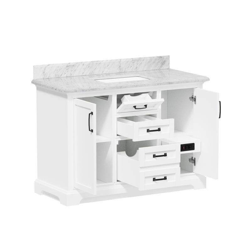 Rhoda 48" Vanity Set with Luxurious Carrara Marble Top