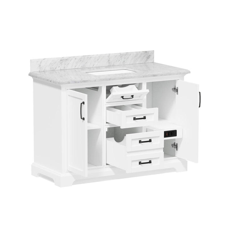 Rhoda 48" Vanity Set with Luxurious Carrara Marble Top