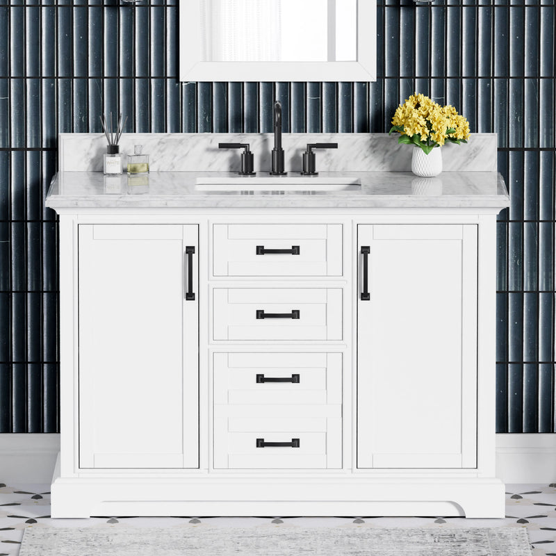 Rhoda 48" Vanity Set with Luxurious Carrara Marble Top