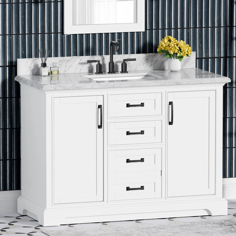 Rhoda 48" Vanity Set with Luxurious Carrara Marble Top