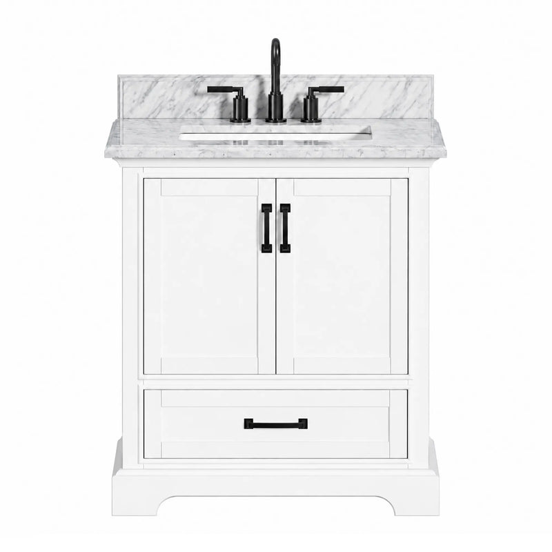 Rhoda 30" Vanity Set with Luxurious Carrara Marble Top