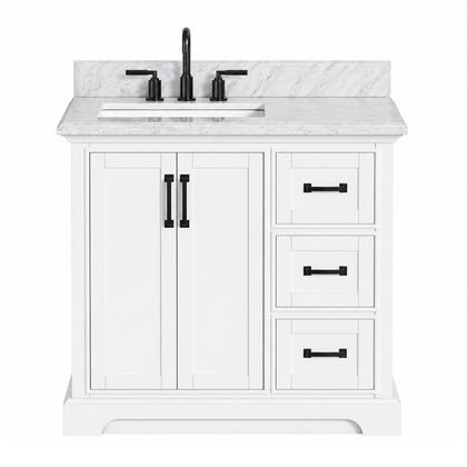 Rhoda 36" Vanity Set with Luxurious Carrara Marble Top