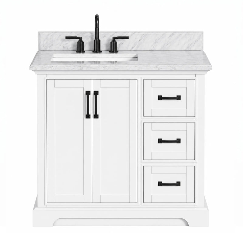 Rhoda 36" Vanity Set with Luxurious Carrara Marble Top