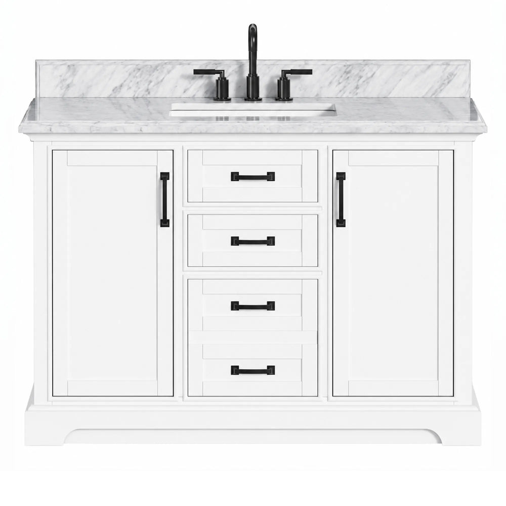 Rhoda 48" Vanity Set with Luxurious Carrara Marble Top