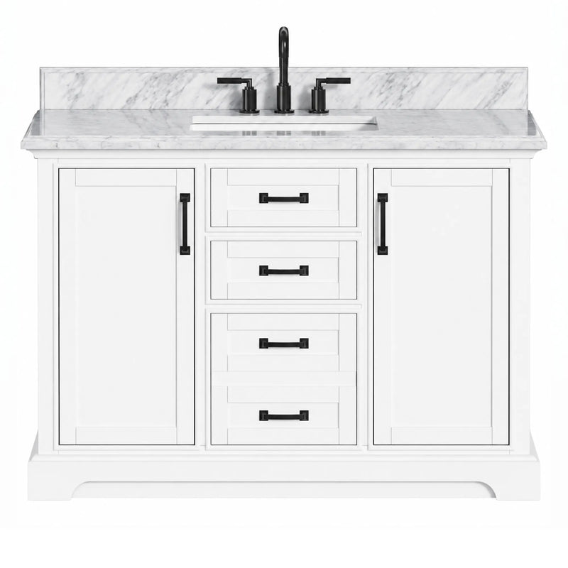 Rhoda 48" Vanity Set with Luxurious Carrara Marble Top