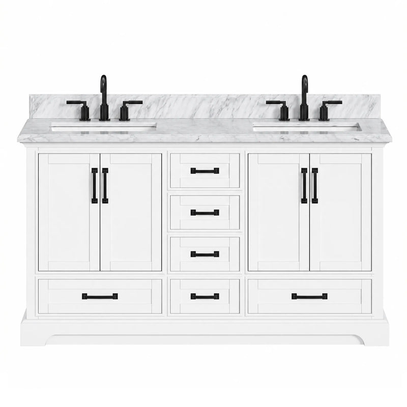 Rhoda 60" Vanity Set with Luxurious Carrara Marble Top