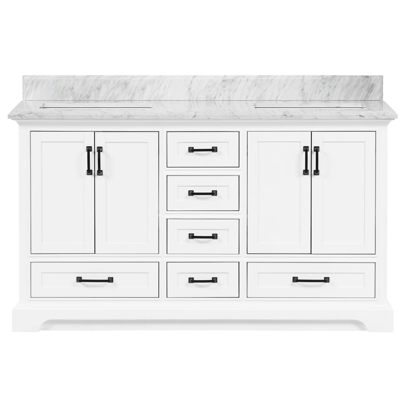 Rhoda 60" Vanity Set with Luxurious Carrara Marble Top