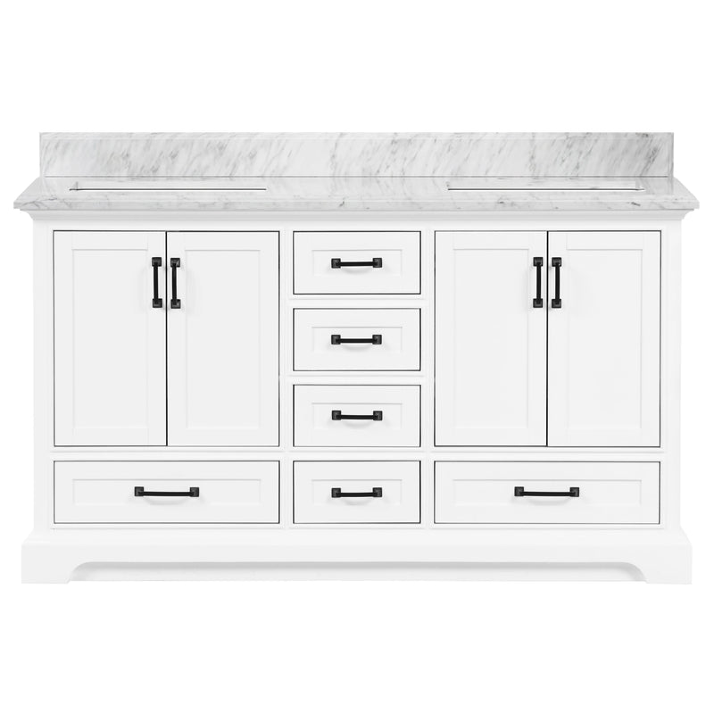 Rhoda 60" Vanity Set with Luxurious Carrara Marble Top