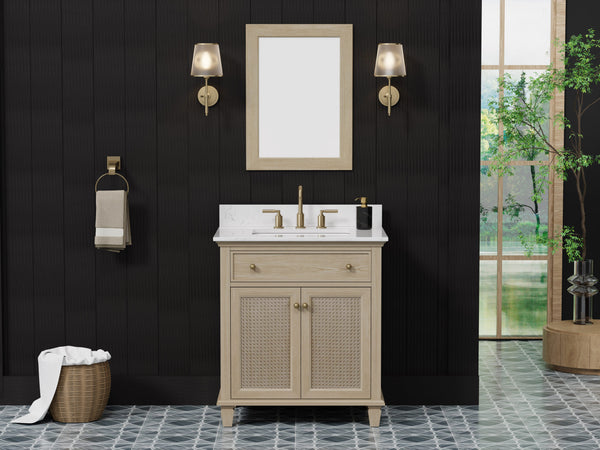 30" Ronnie Vanity Set with White Carrara Quartz Top
