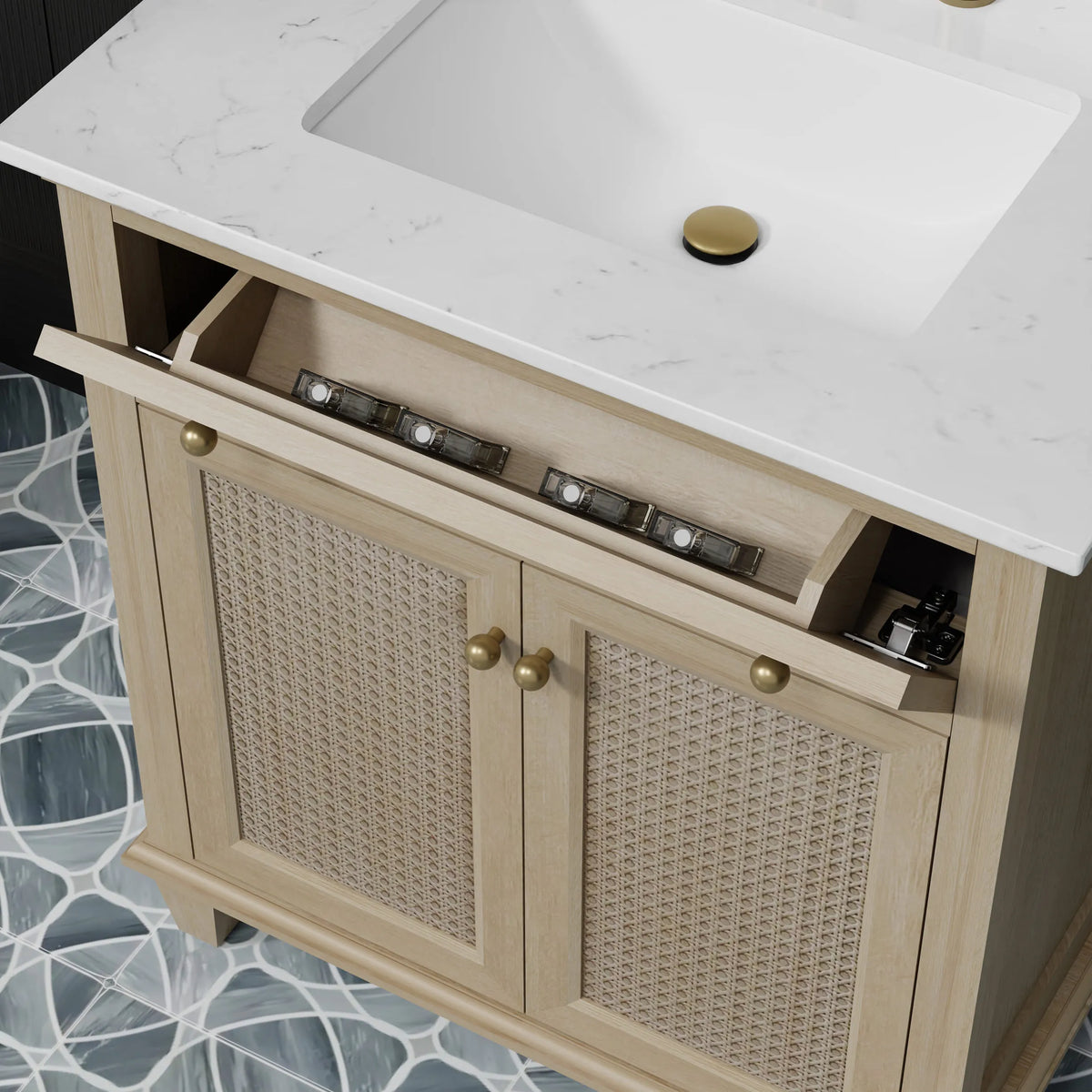 Ronnie 30" Vanity Set with White Carrara Quartz Top