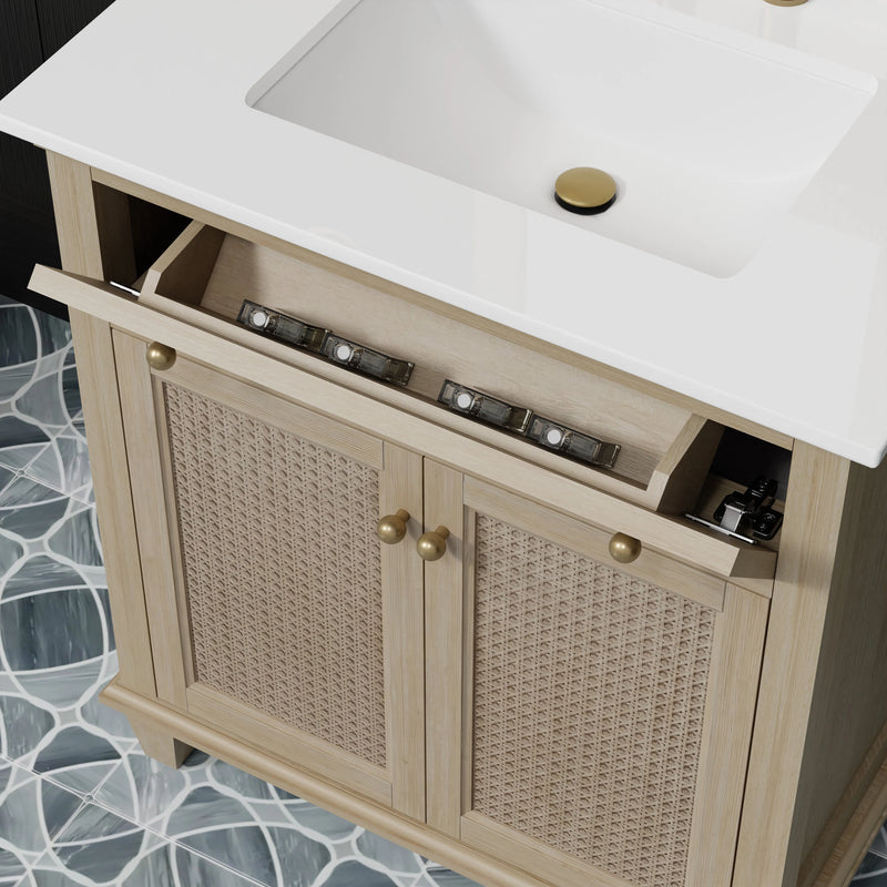 Ronnie 30" Vanity Set with Pure White Quartz top