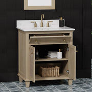 Ronnie 30" Vanity Set with White Carrara Quartz Top