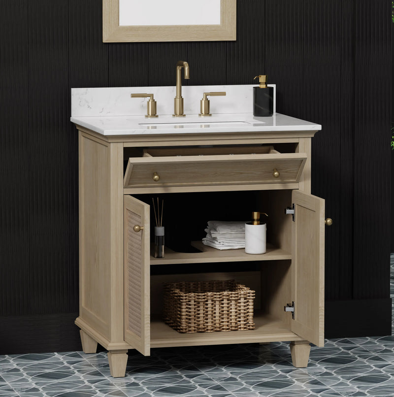 Ronnie 30" Vanity Set with White Carrara Quartz Top