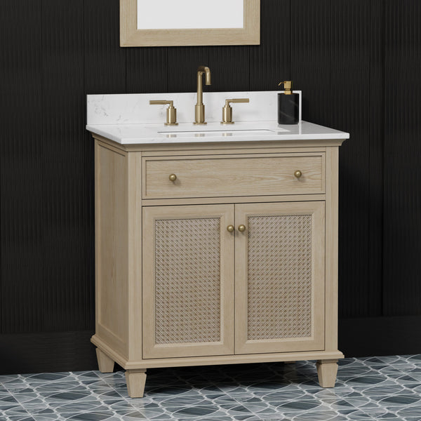 Ronnie 30" Vanity Set with White Carrara Quartz Top