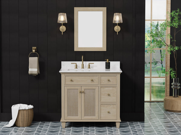 36" Ronnie Vanity Set with White Carrara Quartz Top
