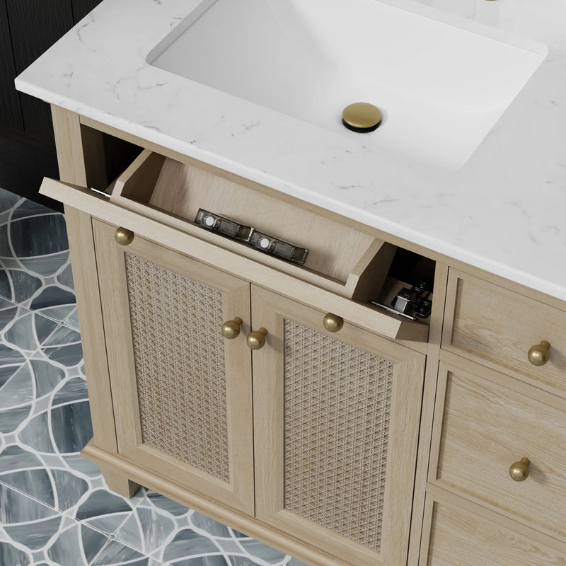 Ronnie 36" Vanity Set with White Carrara Quartz Top