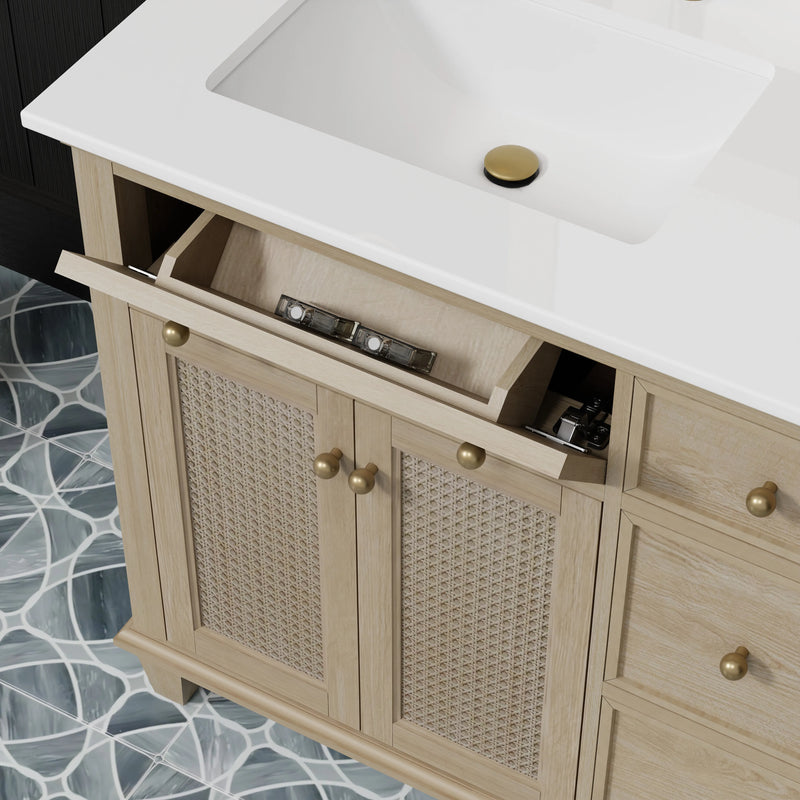 Ronnie 36" Vanity Set with Pure White Quartz top
