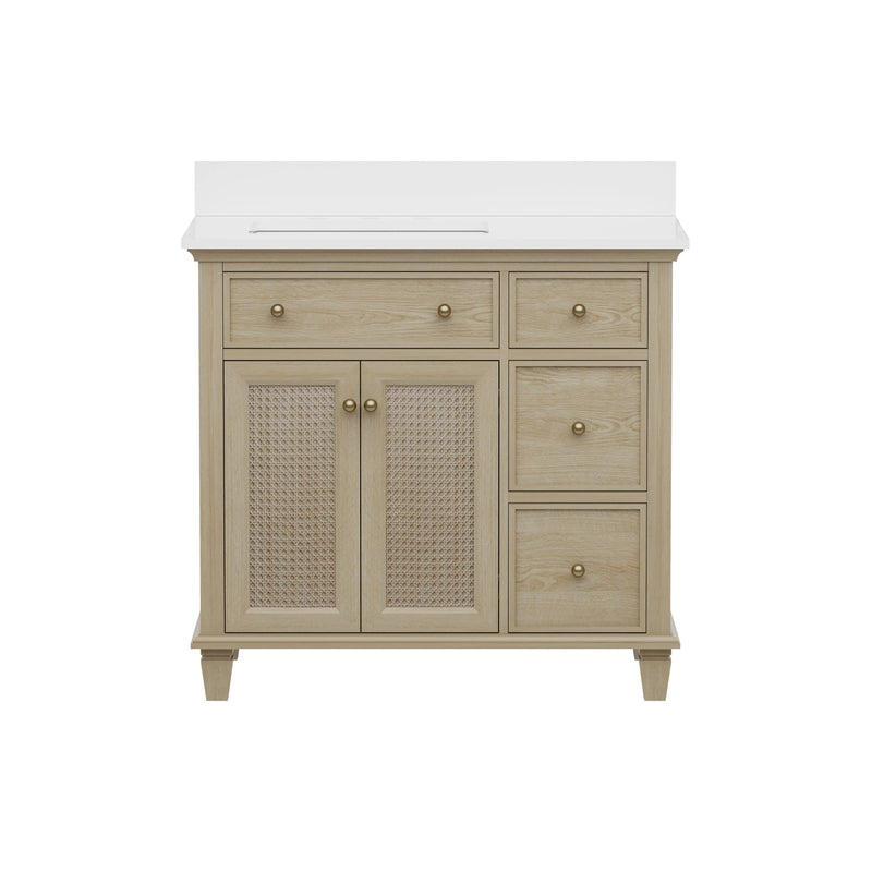 Ronnie 36" Vanity Set with Pure White Quartz Countertop