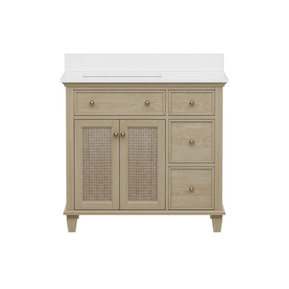 Ronnie 36" Vanity Set with Pure White Quartz top
