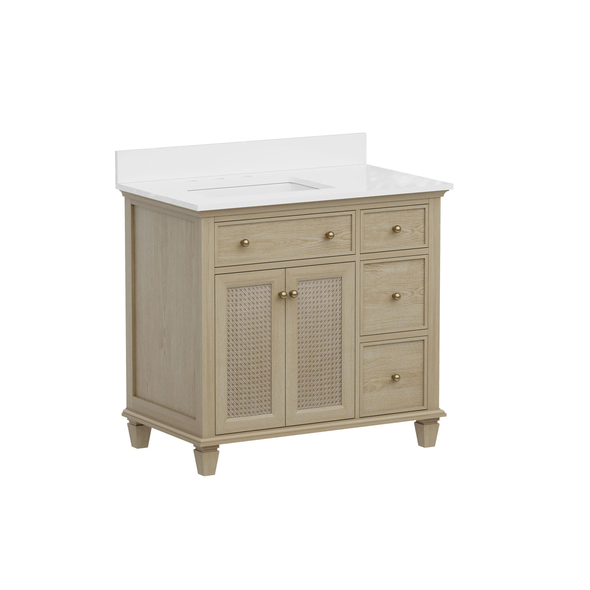 Ronnie 36" Vanity Set with Pure White Quartz Countertop