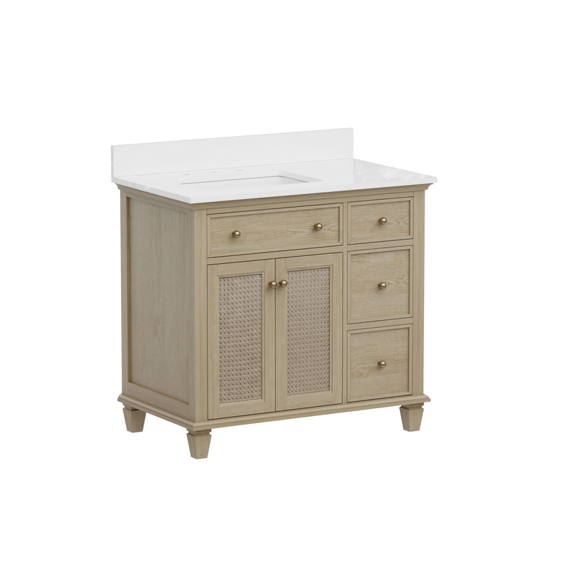 Ronnie 36" Vanity Set with Pure White Quartz top