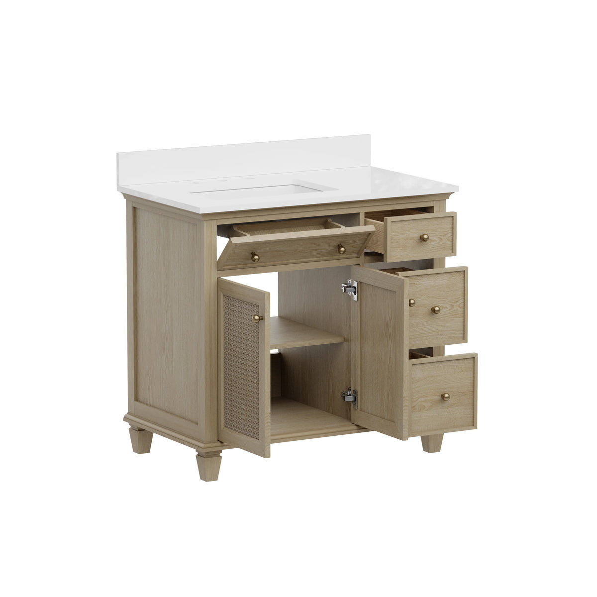 Ronnie 36" Vanity Set with Pure White Quartz Countertop
