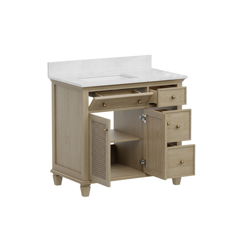 Ronnie 36" Vanity Set with White Carrara Quartz Top
