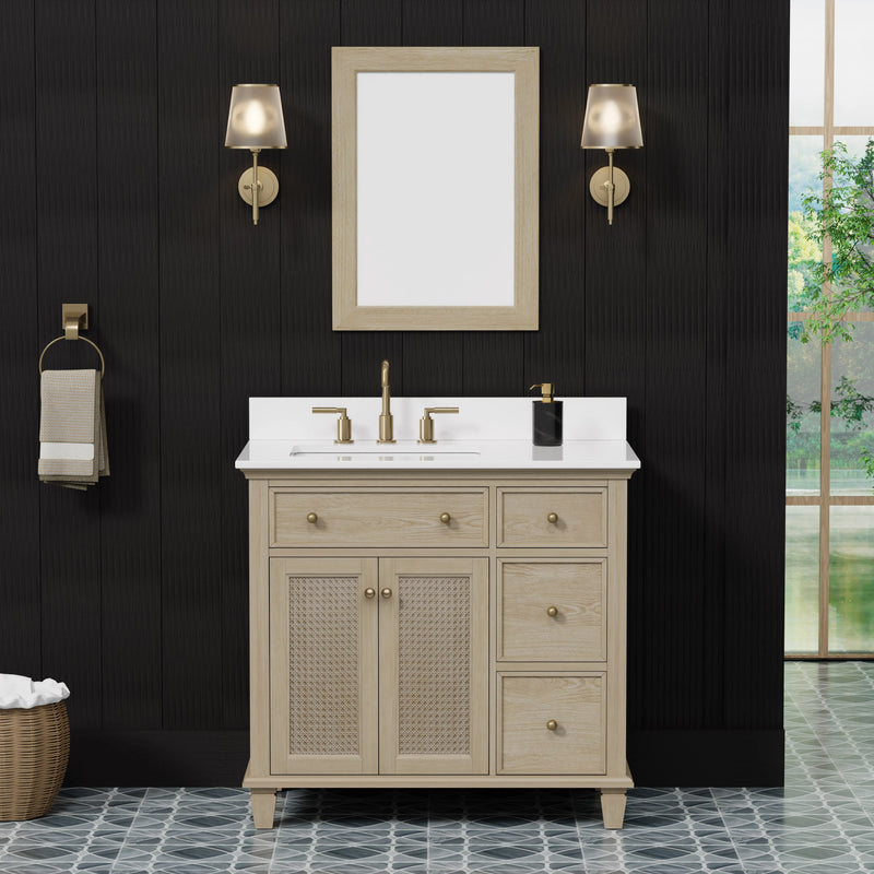 Ronnie 36" Vanity Set with Pure White Quartz top