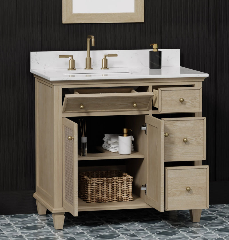 Ronnie 36" Vanity Set with White Carrara Quartz Top
