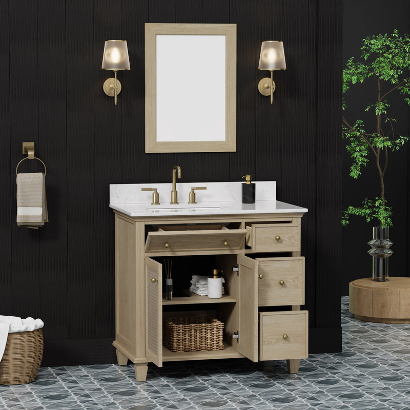 Ronnie 36" Vanity Set with White Carrara Quartz Top