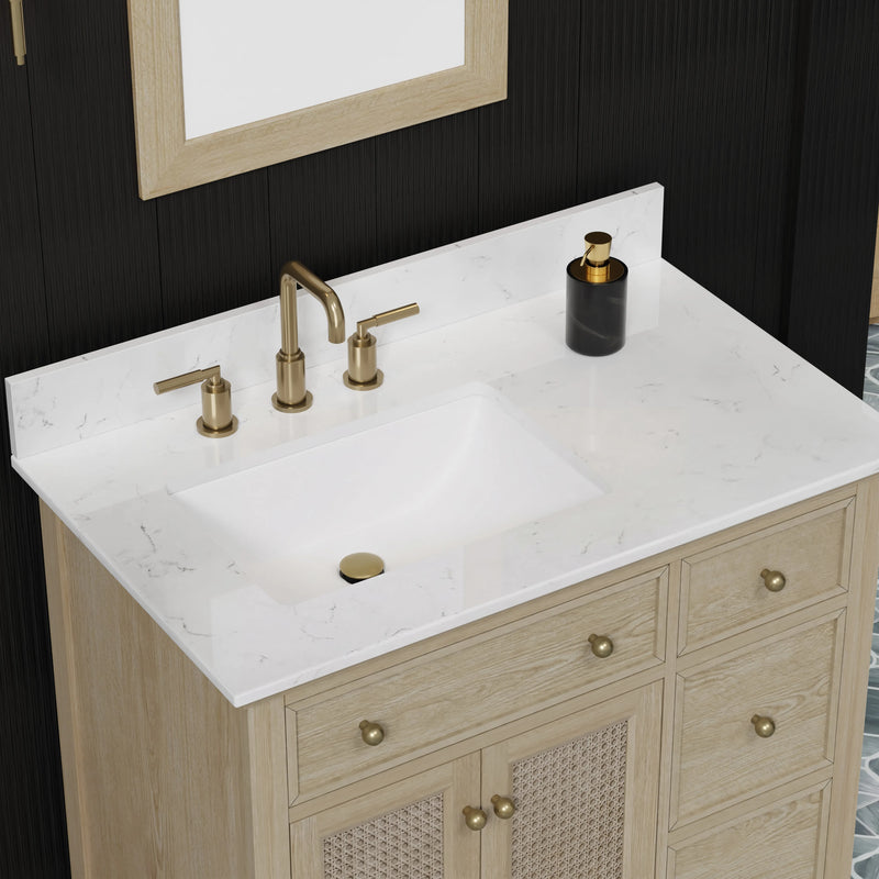 Ronnie 36" Vanity Set with White Carrara Quartz Top