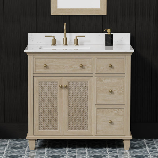 Ronnie 36" Vanity Set with White Carrara Quartz Top