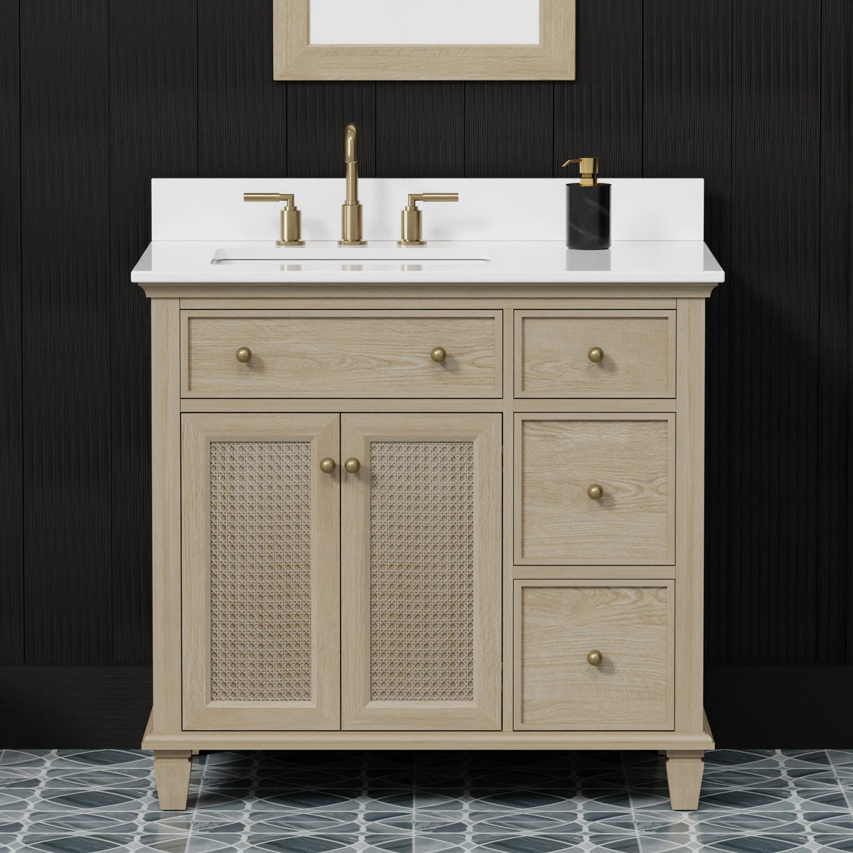 Ronnie 36" Vanity Set with Pure White Quartz Countertop