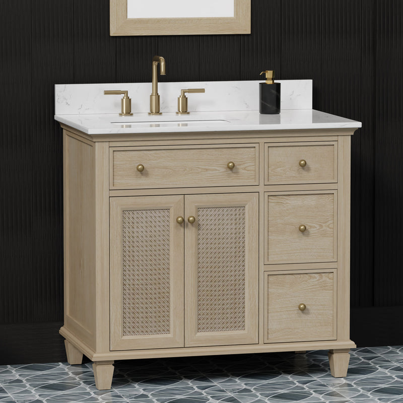Ronnie 36" Vanity Set with White Carrara Quartz Top