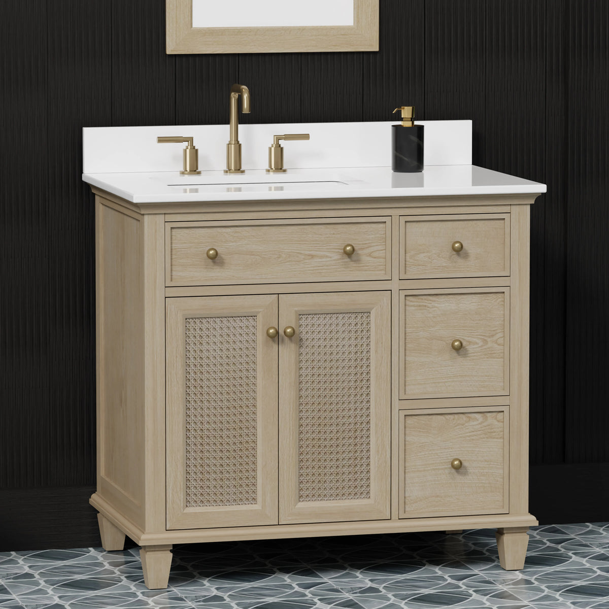 Ronnie 36" Vanity Set with Pure White Quartz Countertop