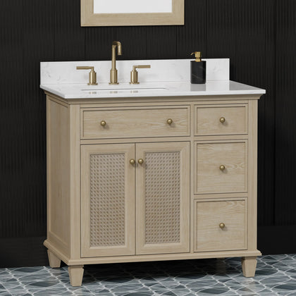 Ronnie 36" Vanity Set with White Carrara Quartz Top