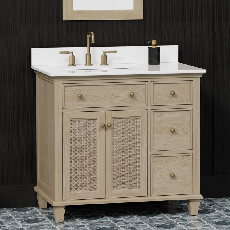 Ronnie 36" Vanity Set with Pure White Quartz top