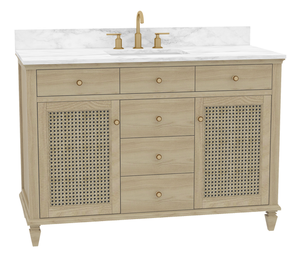 48" Ronnie Vanity Set with White Carrara Quartz Top