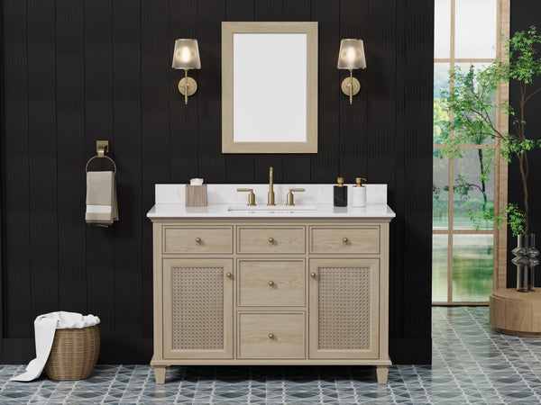 48" Ronnie Vanity Set with White Carrara Quartz Top