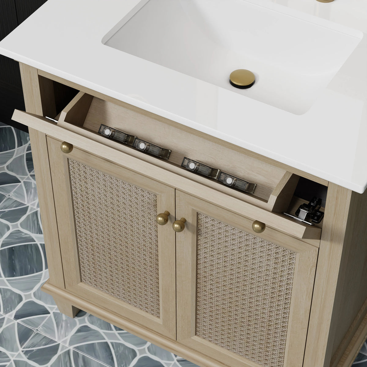 Ronnie 30" Vanity Set with Pure White Quartz Countertop