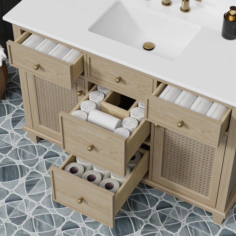 Ronnie 48" Vanity Set with Pure White Quartz Countertop