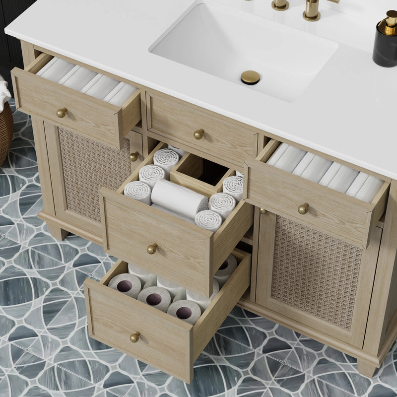 Ronnie 48" Vanity Set with Pure White Quartz top