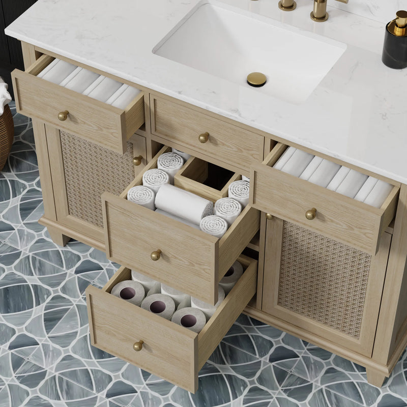 Ronnie 48" Vanity Set with White Carrara Quartz Top