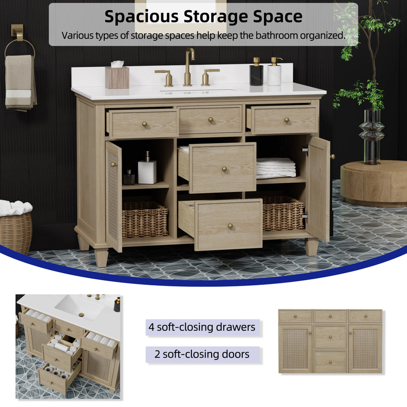Ronnie 48" Vanity Set with Pure White Quartz Countertop