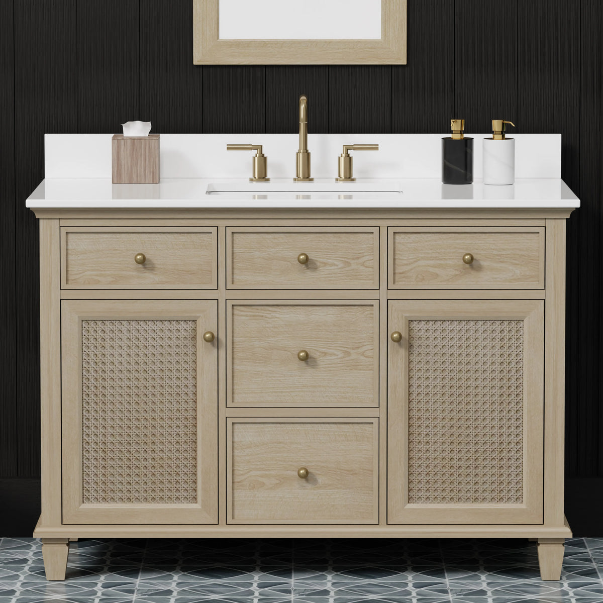 Ronnie 48" Vanity Set with Pure White Quartz Countertop