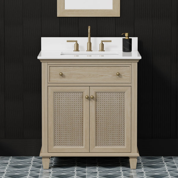 Ronnie 30" Vanity Set with Pure White Quartz Countertop